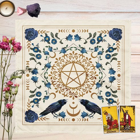 Pentacle Raven Altar Cloth