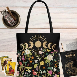 Floral Moon Cottagecore  Tote Bag