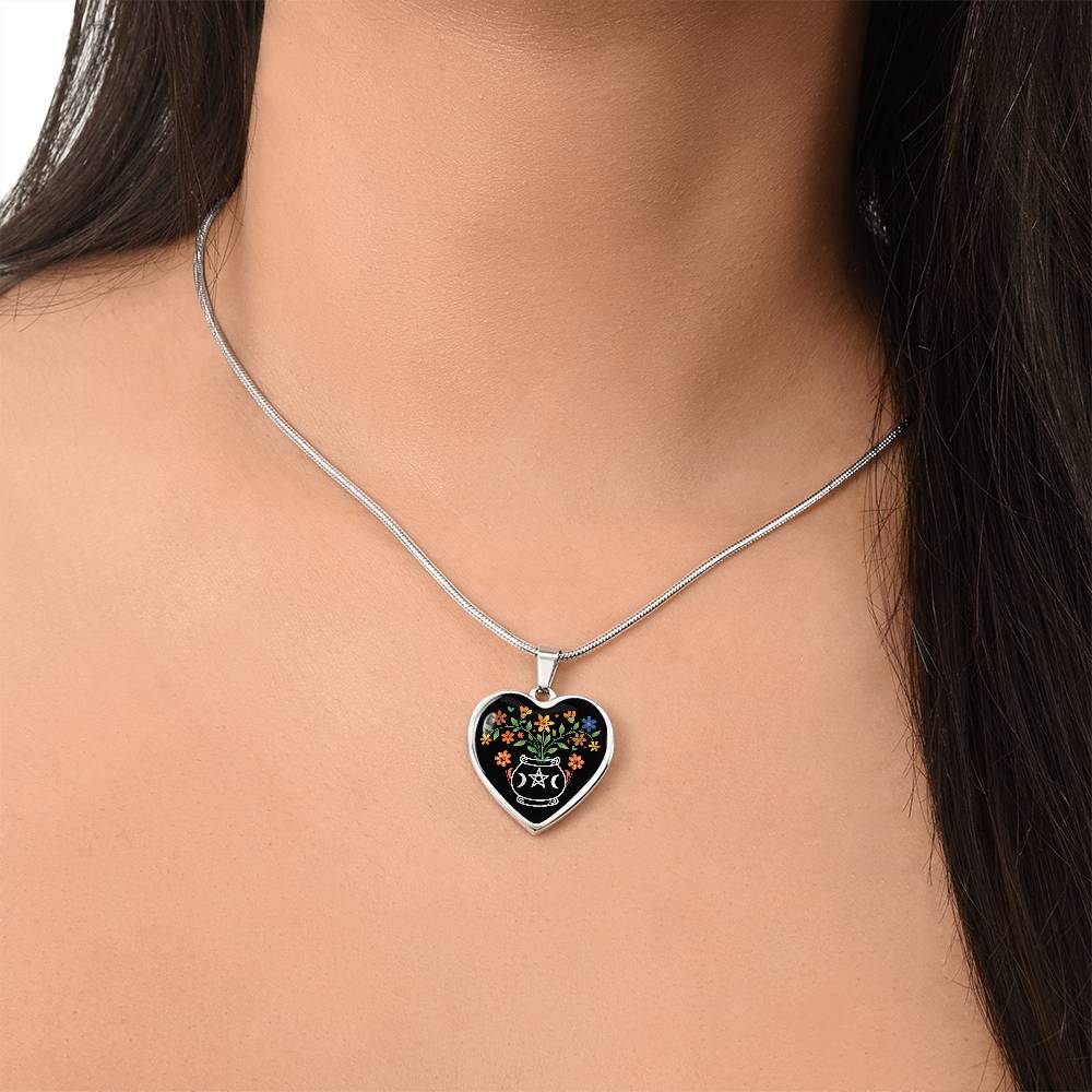 Personalized Heart Necklace - Witch's Cauldron