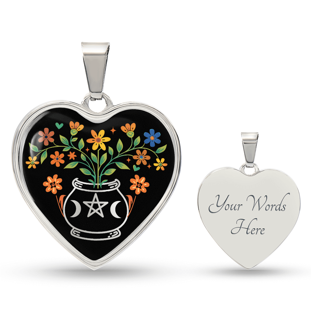 Personalized Heart Necklace - Witch's Cauldron