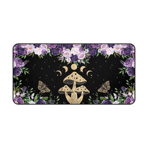 Cottage Core Purple Flowers Moon Desk Mat