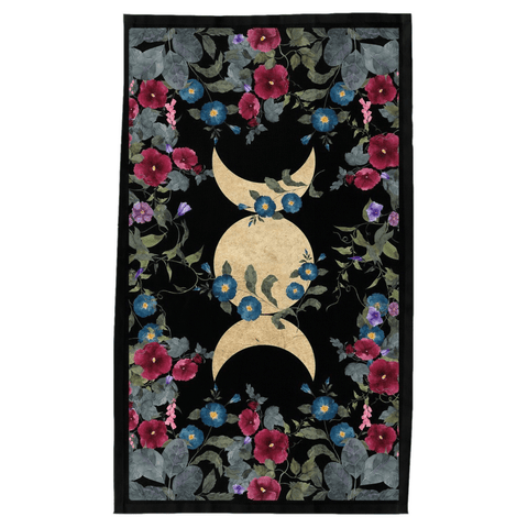 Triple Moon Floral Altar Cloth 18 x 30