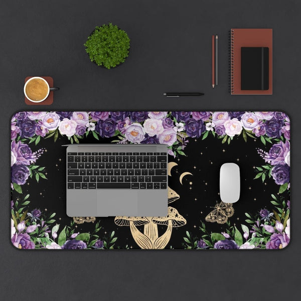 Cottage Core Purple Flowers Moon Desk Mat